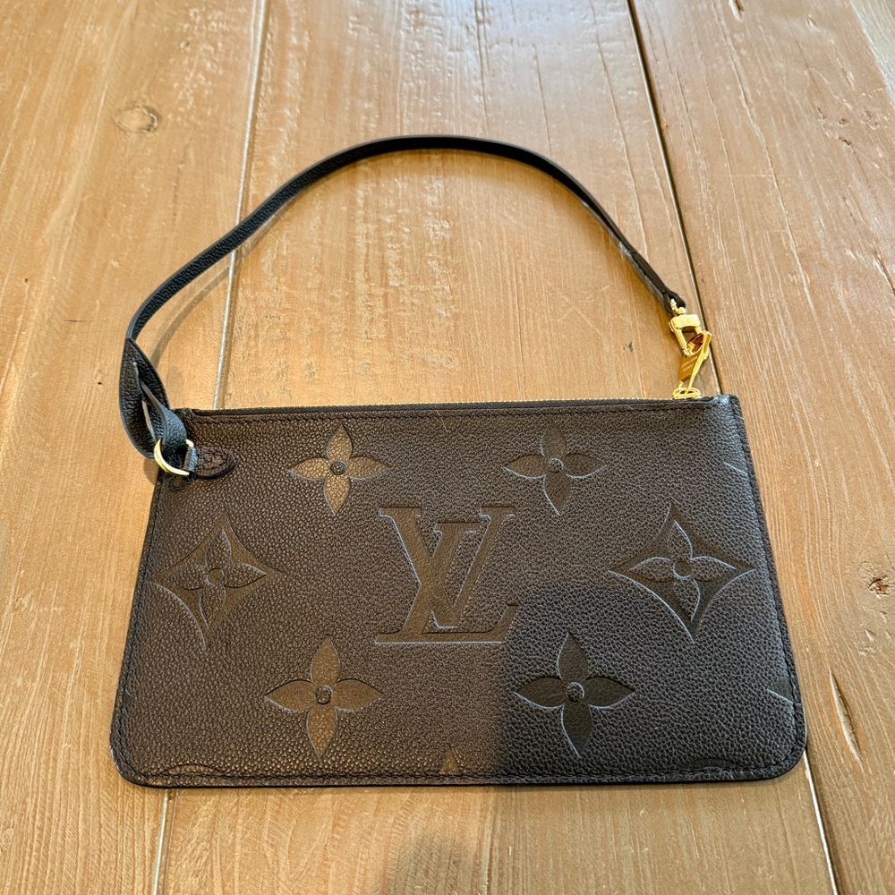 Authentic Louis Vuitton Black Leather Monogram Pouch